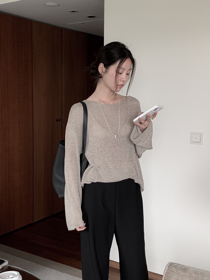 LE BUTTER韓國代購女裝新款休閑真品25春夏時尚針織衫亞麻LE BUTTER針織衫