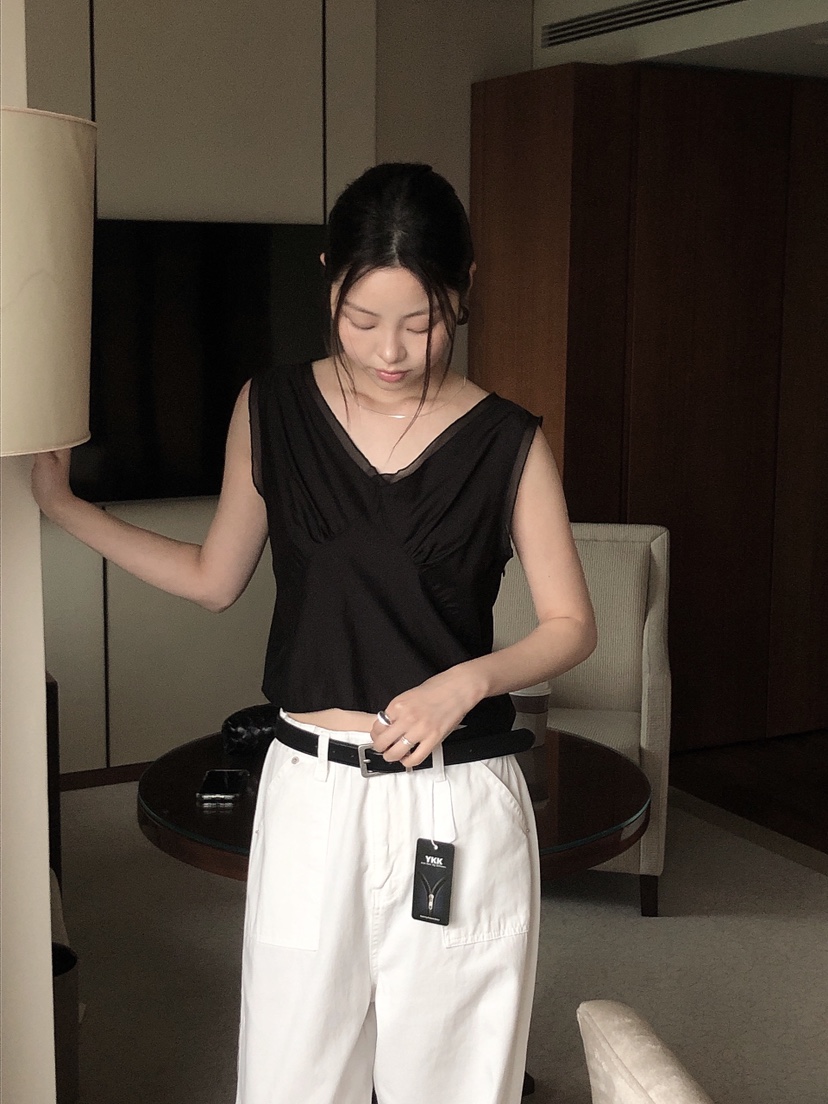 LE BUTTER韓國代購女裝新品時尚推薦25春夏吊帶背心歐根紗LE BUTTER吊帶/背心