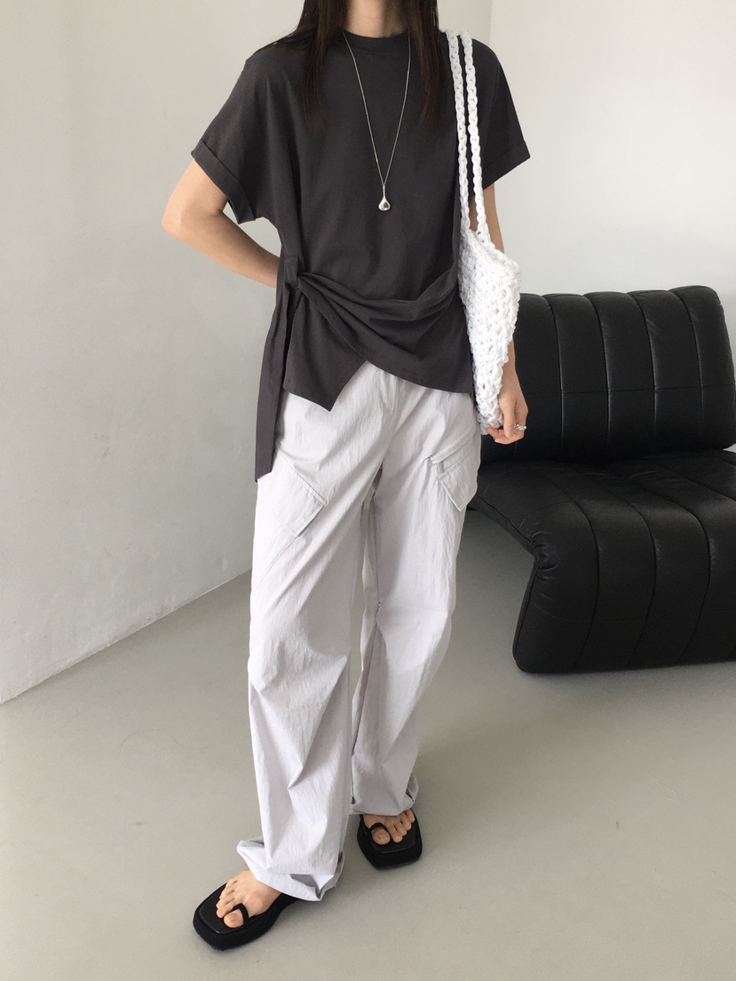 MONDAYMORING東大門實拍女士新品25春夏熱賣推薦休閑T恤腰帶MONDAYMORINGT恤