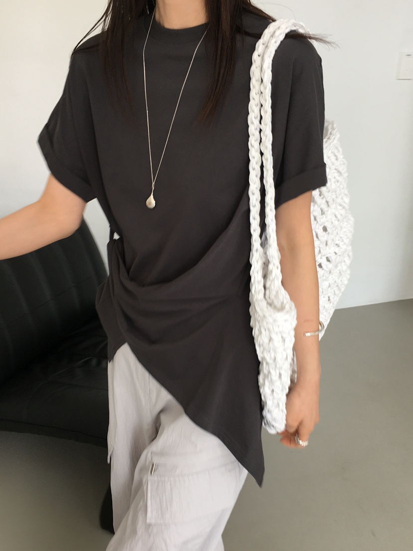 MONDAYMORING東大門實拍女士新品25春夏熱賣推薦休閑T恤腰帶MONDAYMORINGT恤