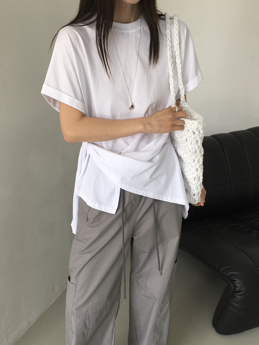 MONDAYMORING東大門實拍女士新品25春夏熱賣推薦休閑T恤腰帶MONDAYMORINGT恤