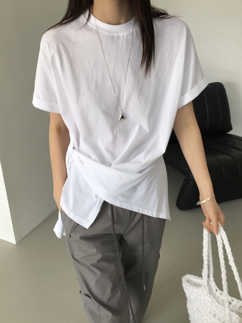 MONDAYMORING東大門實拍女士新品25春夏熱賣推薦休閑T恤腰帶MONDAYMORINGT恤