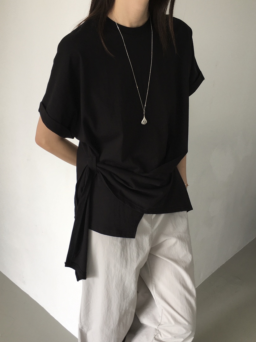 MONDAYMORING東大門實拍女士新品25春夏熱賣推薦休閑T恤腰帶MONDAYMORINGT恤