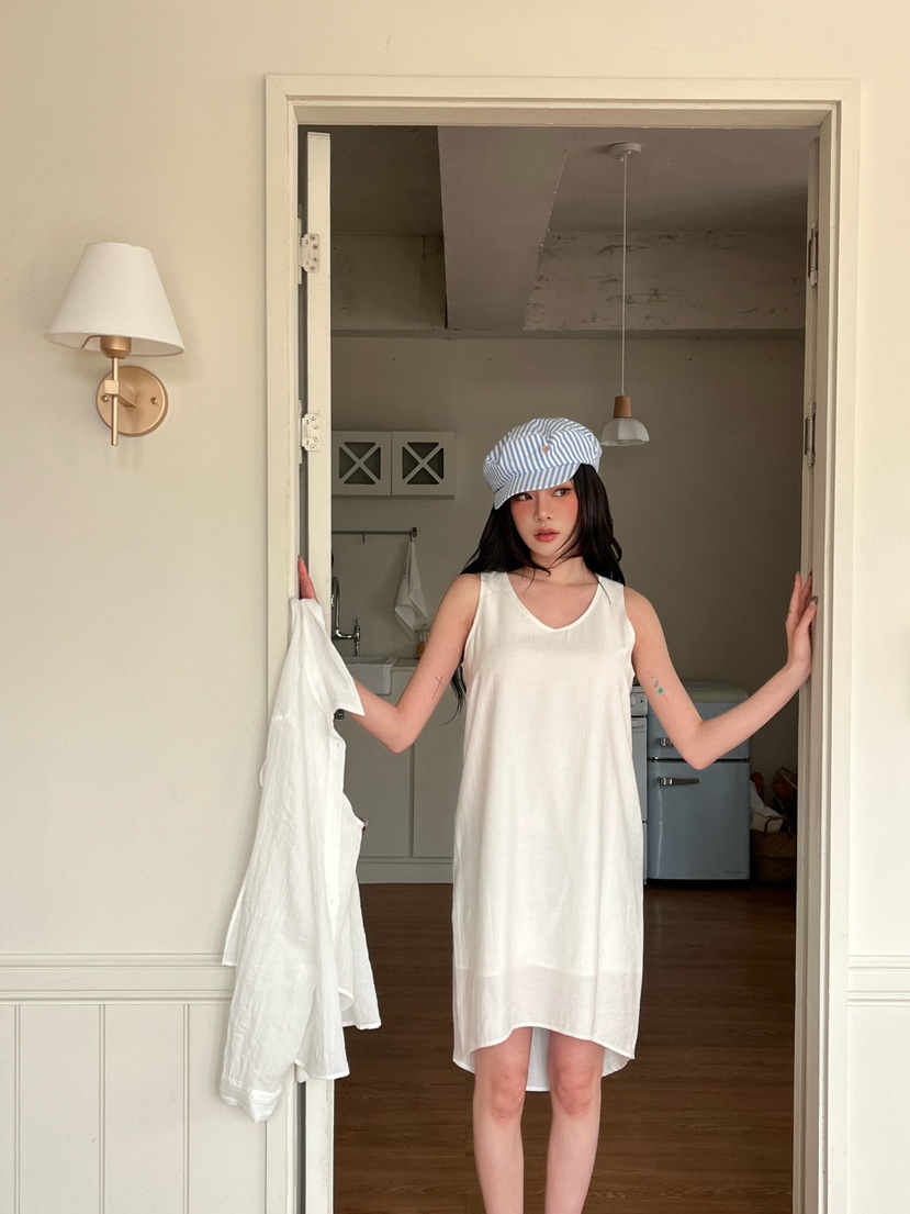 N YEN韓國直郵女裝新款休閑熱賣25春夏職業時尚連衣裙亞麻N YEN連衣裙