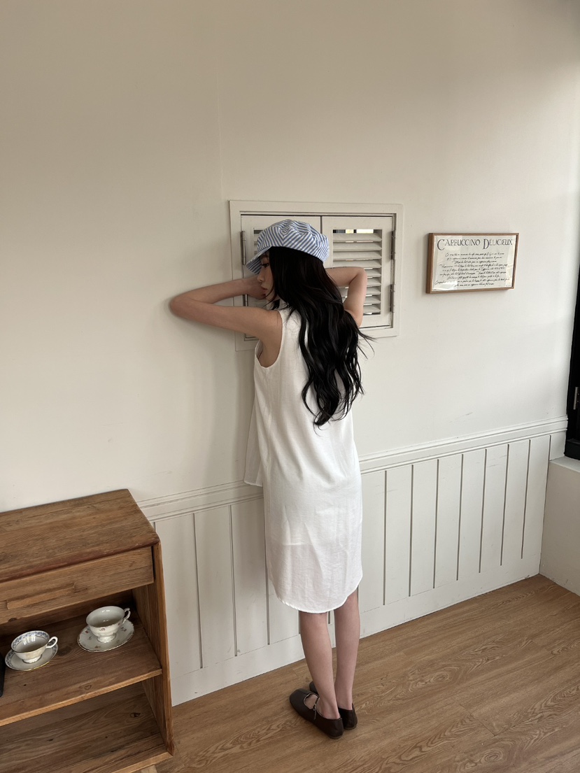 N YEN韓國直郵女裝新款休閑熱賣25春夏職業時尚連衣裙亞麻N YEN連衣裙