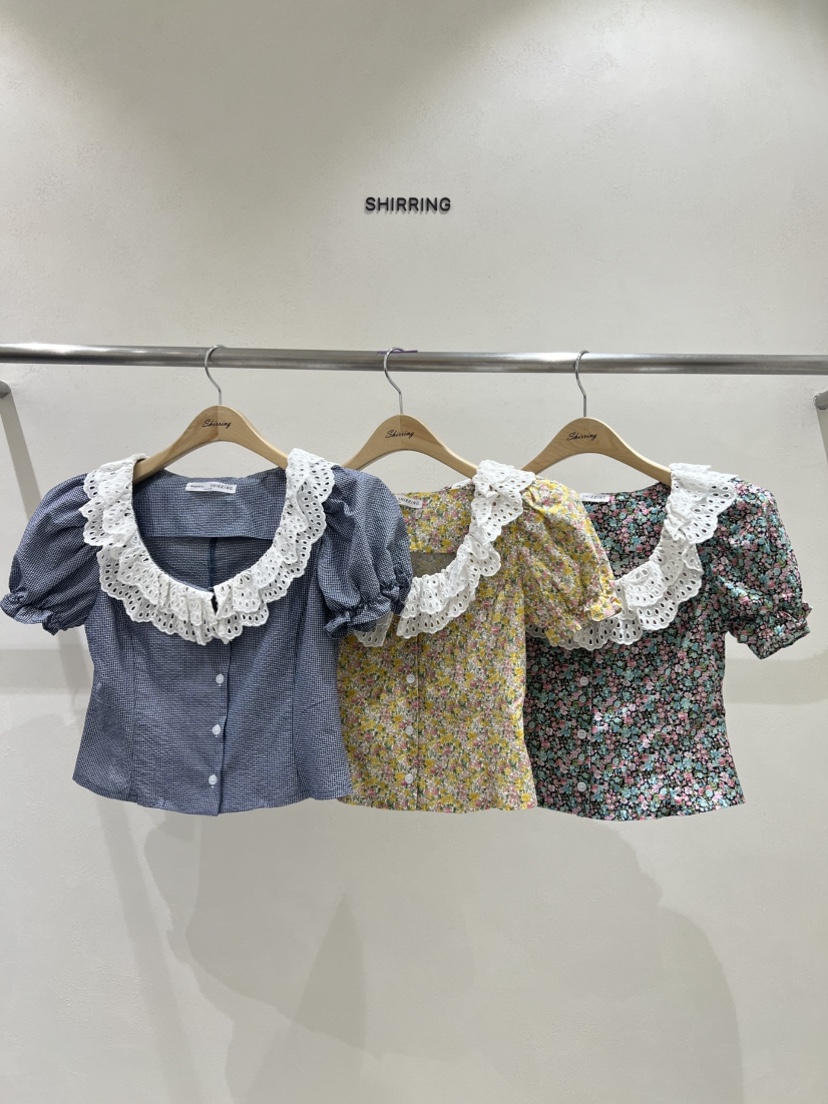 SHIRRING東大門代購女裝新品人氣25春夏熱賣時尚襯衫蕾絲衫SHIRRING襯衫/蕾絲衫