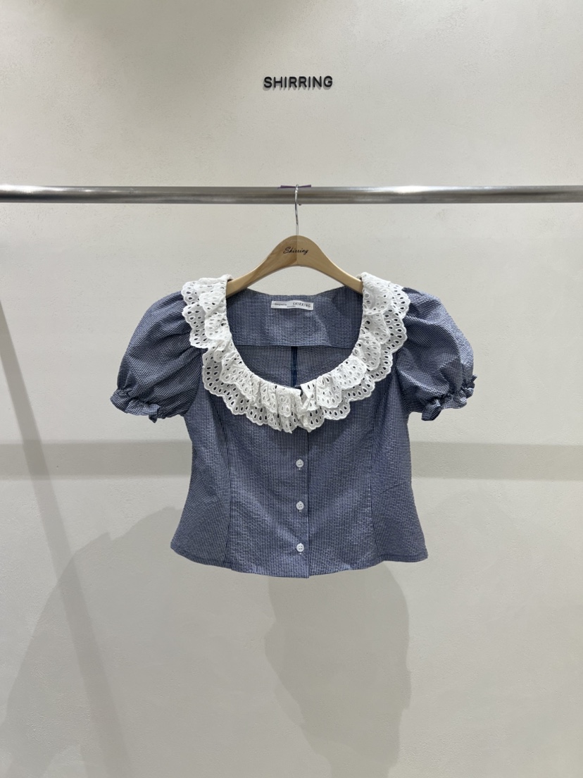 SHIRRING東大門代購女裝新品人氣25春夏熱賣時尚襯衫蕾絲衫SHIRRING襯衫/蕾絲衫