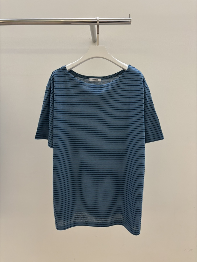 PEBBLE韓國直郵㊣女裝新品25春夏人氣時尚推薦T恤亞麻布露肩PEBBLE/LAYERT恤圖色3