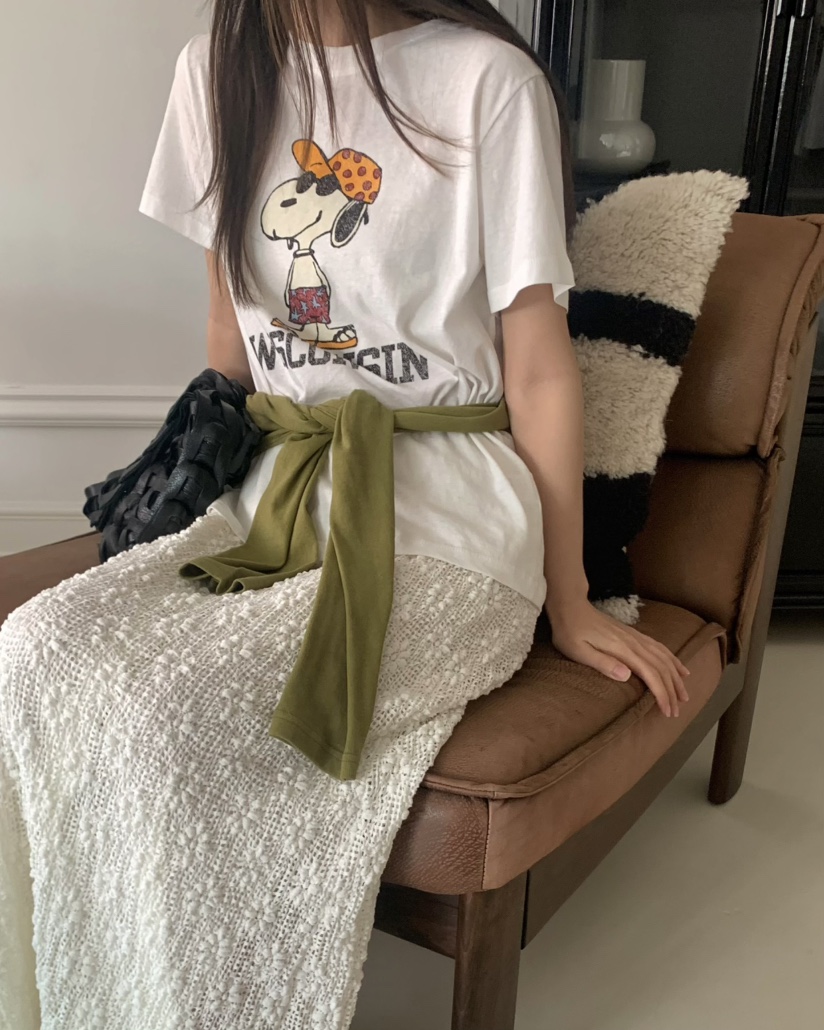 PEBBLE韓國直郵㊣女裝新品人氣休閑熱賣25春夏推薦T恤史努比PEBBLE/LAYERT恤