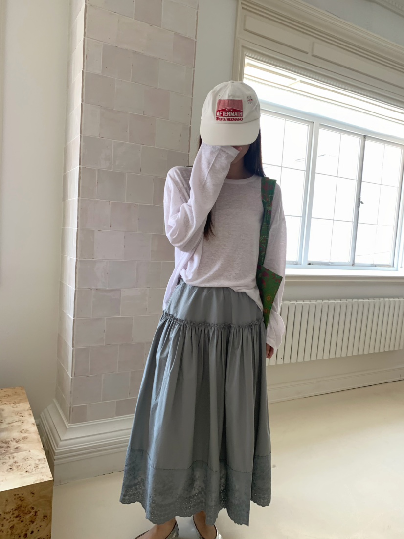 PEBBLE直郵韓國代購㊣女裝新款休閑推薦25春夏長袖T恤透明亞麻PEBBLE/LAYER長袖T恤