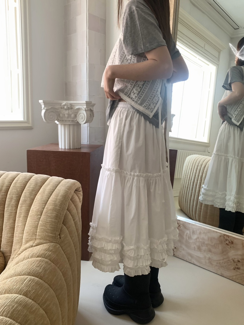 PEBBLE直郵韓國代購㊣女裝新品推薦25春夏休閑半身裙中短裙PEBBLE/LAYER半身裙/中短裙