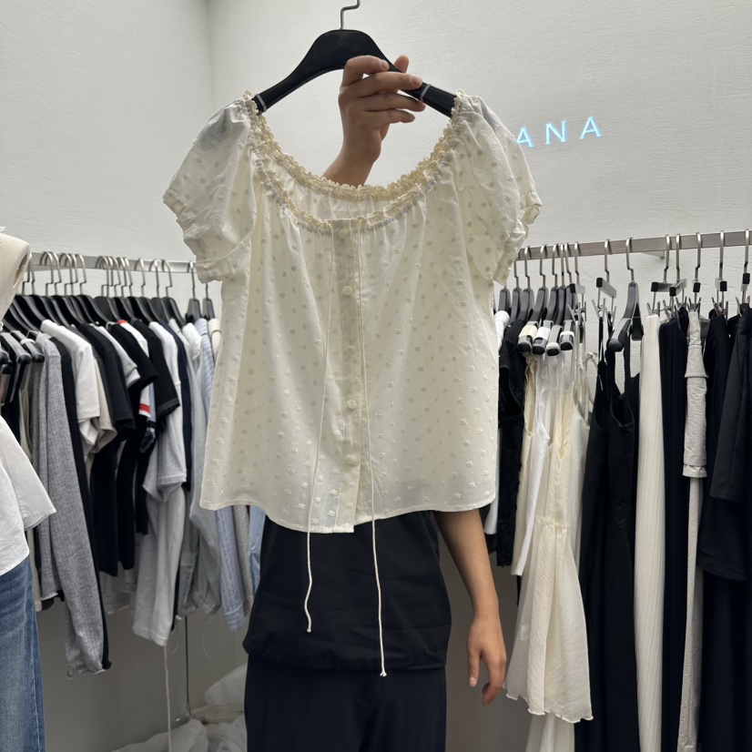 MOANA韓國㊣直郵東大門代購女裝新款25春夏休閑時尚襯衫蕾絲衫MOANA襯衫/蕾絲衫圖色2