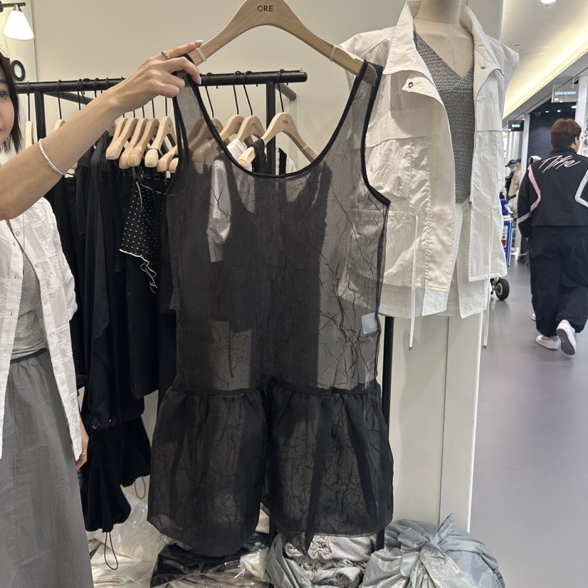 ORE-P韓國直郵㊣女裝新款熱賣推薦25春夏休閑人氣連衣裙透明ORE連衣裙圖色2
