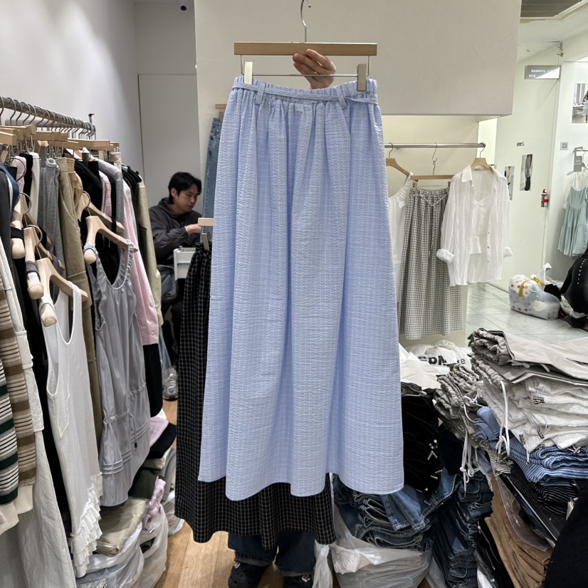 VIBELLE韓國㊣直郵東大門代購女裝新品時尚休閑推薦長裙含腰繩VIBELLE長裙