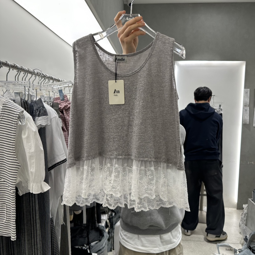 ANDE韓國直郵㊣東大門實拍女裝新品人氣熱賣25春夏吊帶背心亞麻ANDE吊帶/背心圖色4
