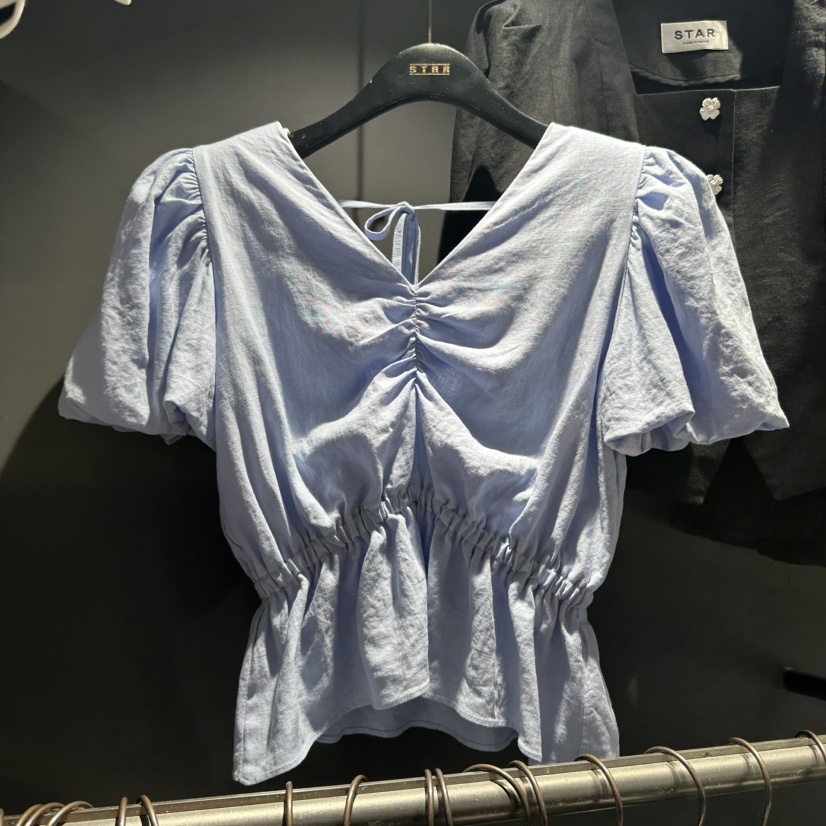 STAR-L韓國㊣直郵東大門代購女裝新品時尚襯衫蕾絲衫亞麻布STAR-L襯衫/蕾絲衫