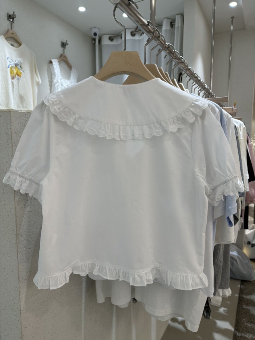 FIZZ韓國㊣直郵東大門代購女裝新款25春夏時尚休閑襯衫蕾絲衫FIZZ襯衫/蕾絲衫