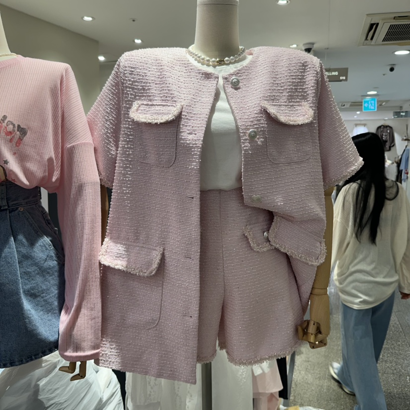 DELLING韓國直郵㊣東大門實拍女裝新款人氣時尚25春夏夾克花呢DELLING夾克