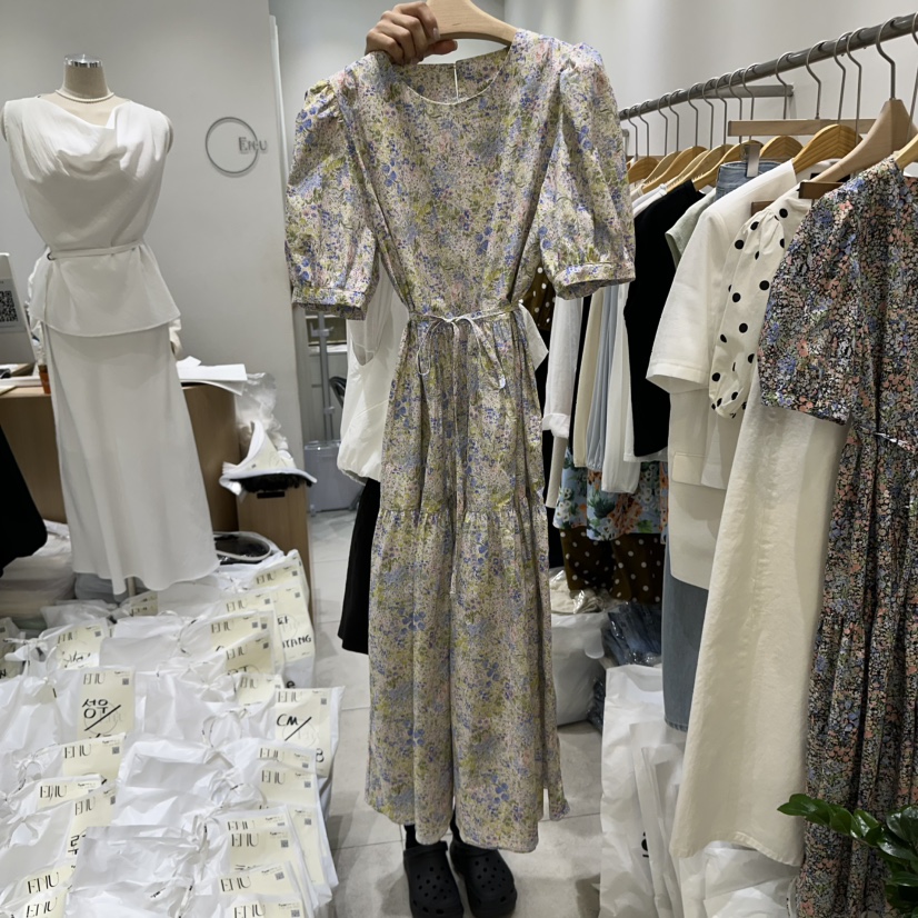 EN.U韓國直郵㊣女裝新品時尚人氣推薦25春夏休閑連衣裙含腰繩EN.U連衣裙圖色1