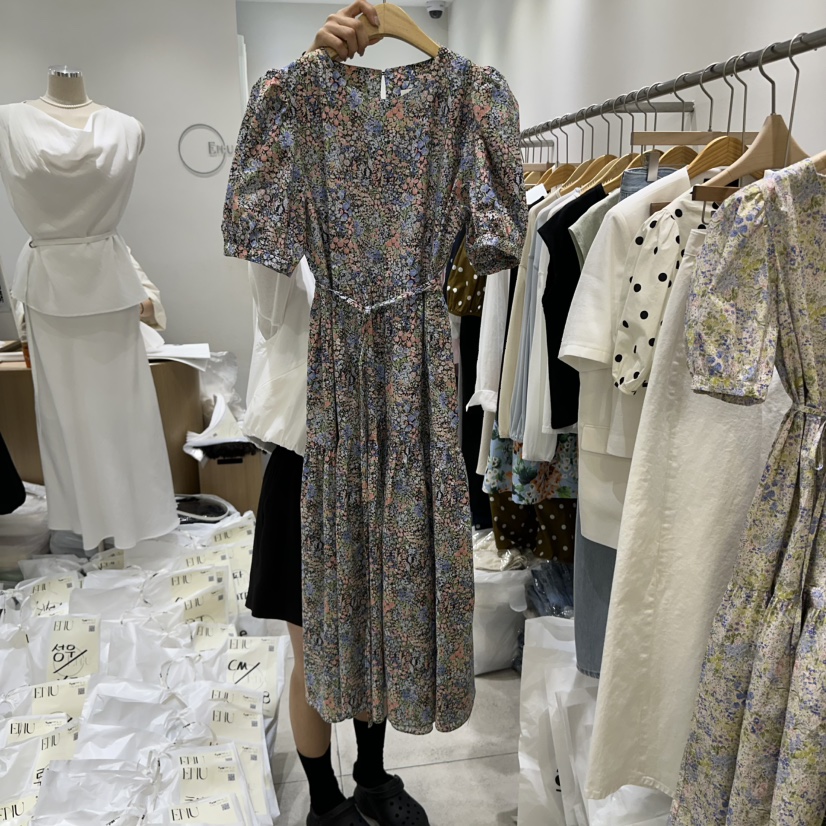 EN.U韓國直郵㊣女裝新品時尚人氣推薦25春夏休閑連衣裙含腰繩EN.U連衣裙圖色2