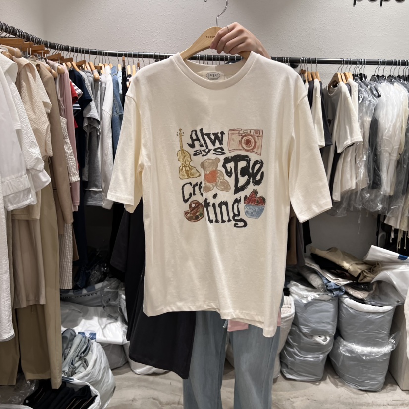 ALMOND PEPE韓國㊣直郵東大門代購女裝新款25春夏熱賣人氣T恤ALMOND PEPET恤圖色1