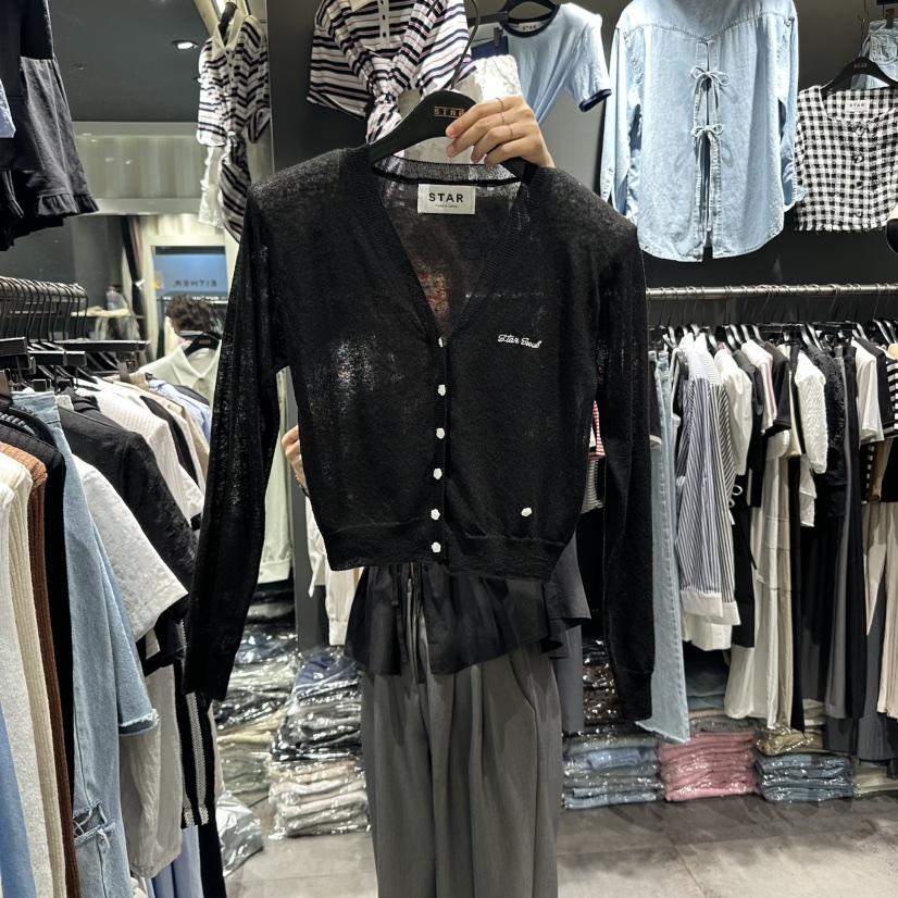 STAR-L韓國㊣直郵東大門代購女裝新品25春夏推薦針織衫刺繡STAR-L針織衫圖色3
