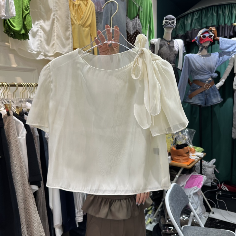 3COLOR韓國㊣直郵東大門代購女裝新款人氣襯衫蕾絲衫歐根紗Three color襯衫/蕾絲衫圖色2