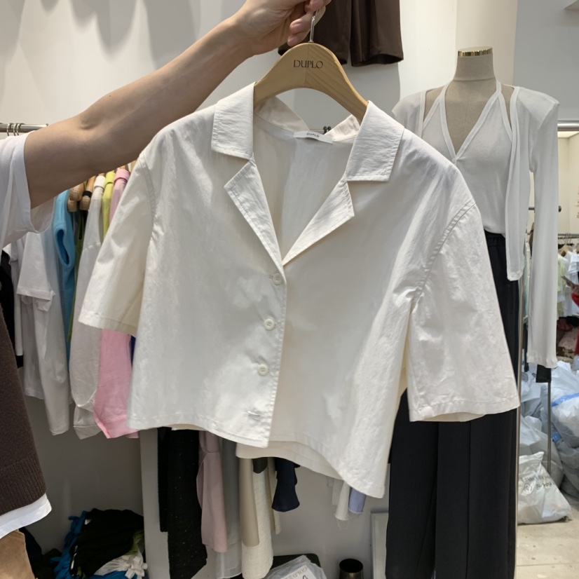 DUPLO直郵韓國代購㊣女裝新品25春夏人氣襯衫蕾絲衫尼龍短款DUPLO襯衫/蕾絲衫圖色2