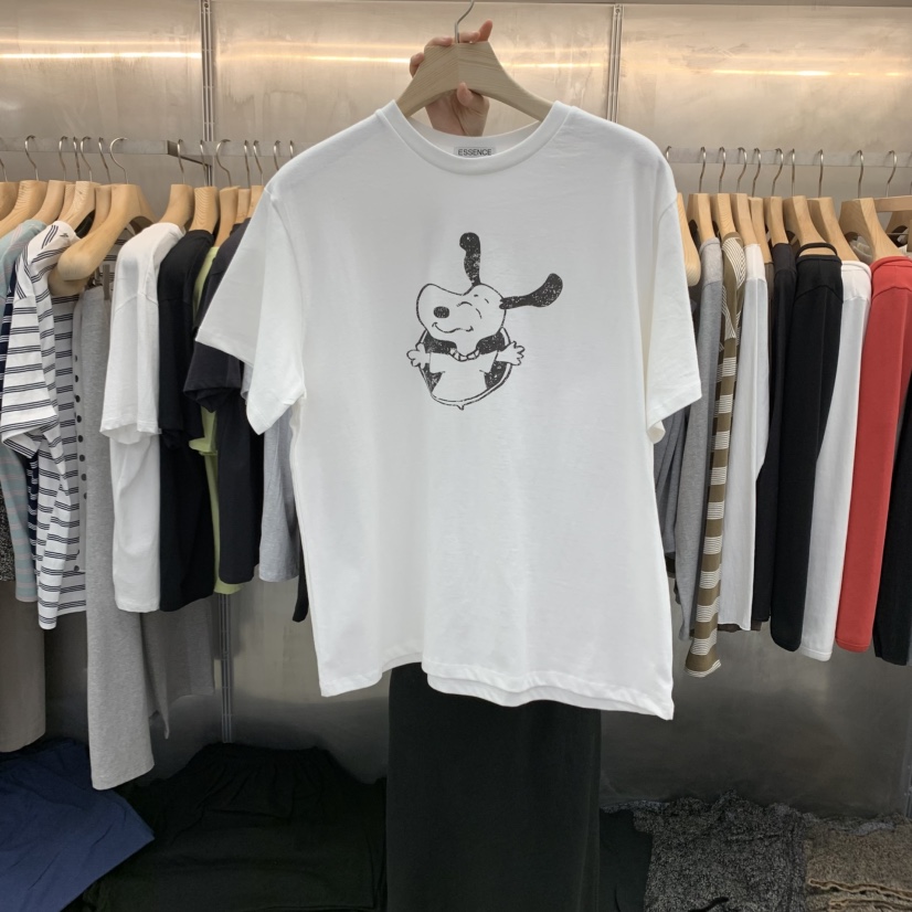 ESSENCE直郵韓國代購㊣女裝新款熱賣休閑25春夏時尚T恤史努比ESSENCET恤圖色2