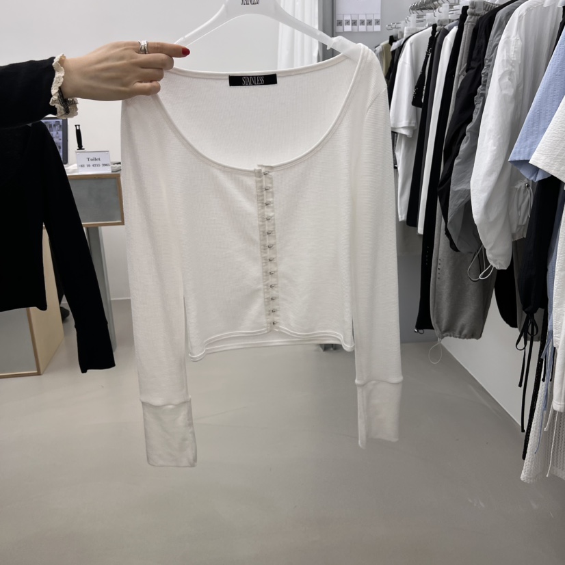 STAINLESS韓國㊣直郵東大門代購女裝新品推薦25春夏長袖T恤開衫STAINLESS長袖T恤
