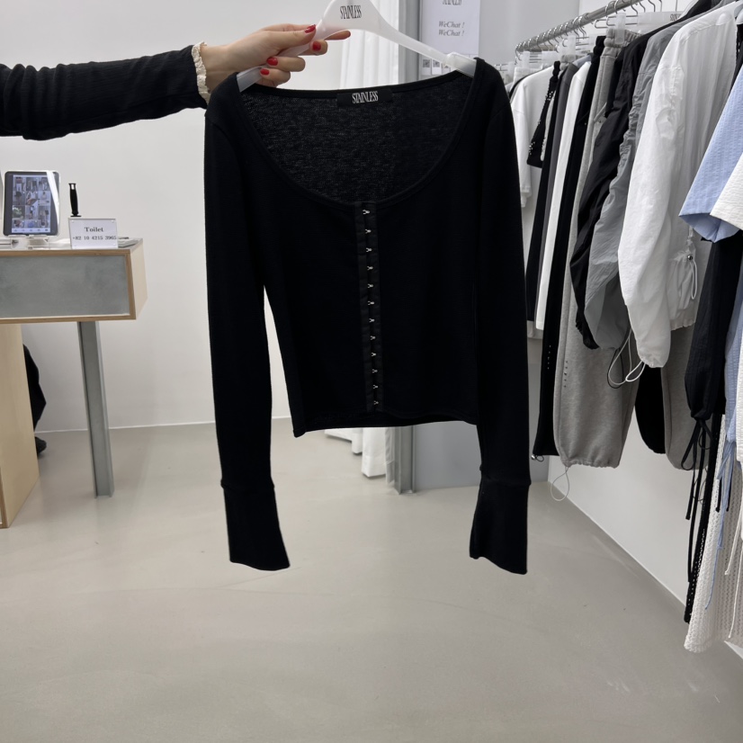 STAINLESS韓國㊣直郵東大門代購女裝新品推薦25春夏長袖T恤開衫STAINLESS長袖T恤圖色2