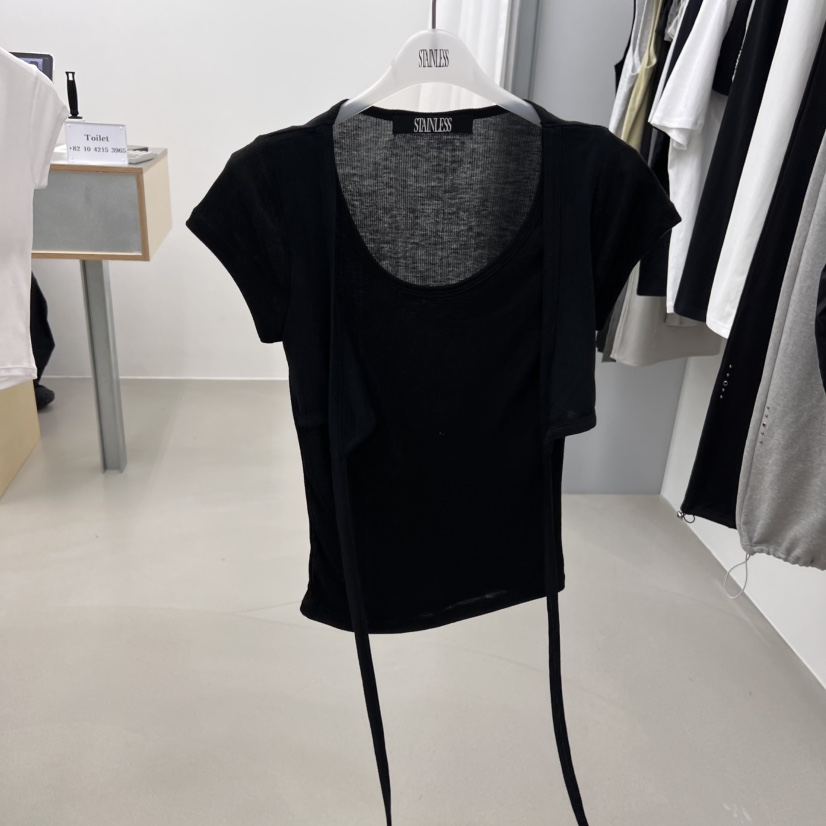 STAINLESS韓國直郵㊣東大門實拍女裝新品25春夏時尚T恤假兩件STAINLESST恤圖色3