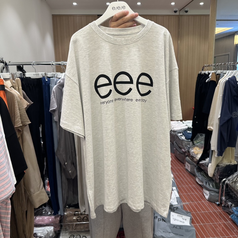 E/E/E直郵韓國代購㊣女裝新款25春夏推薦人氣熱賣休閑T恤E/E/ET恤圖色2