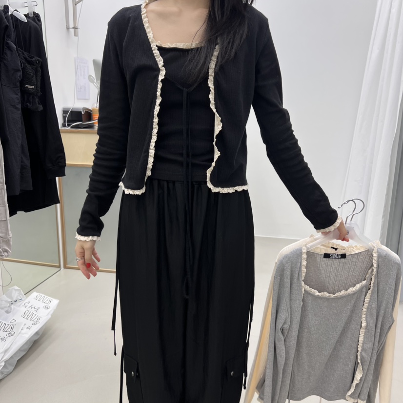 STAINLESS直郵韓國代購㊣女裝新品人氣25春夏推薦套裝蕾絲開衫STAINLESS套裝