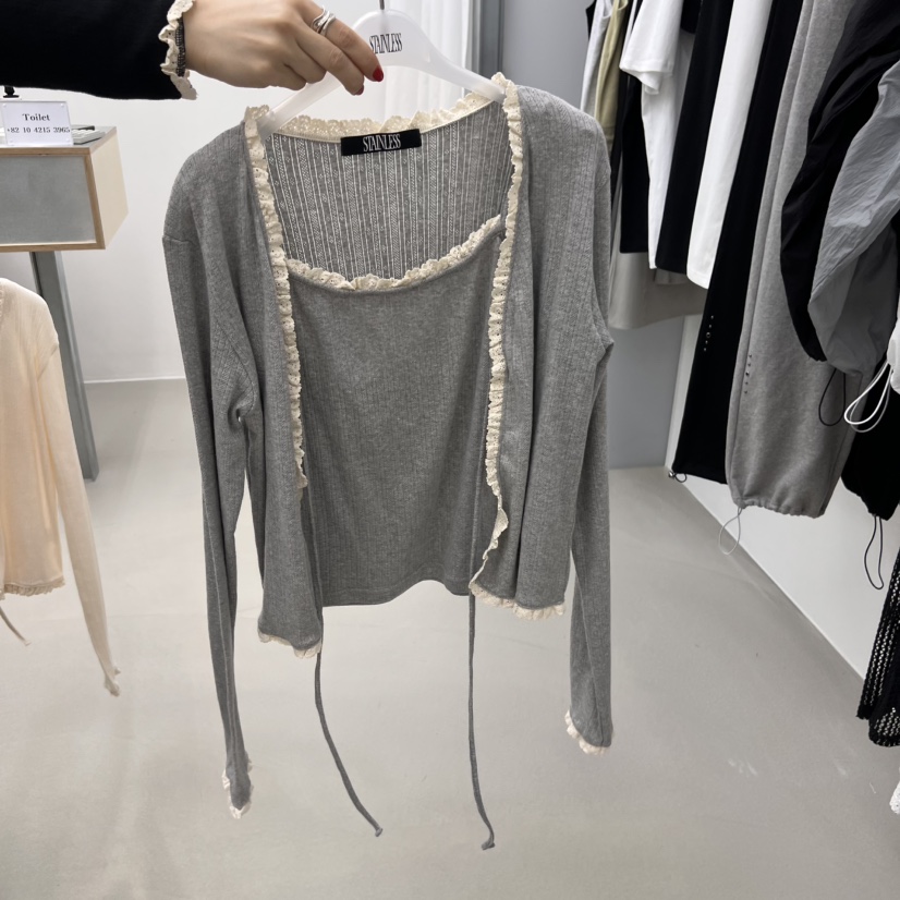 STAINLESS直郵韓國代購㊣女裝新品人氣25春夏推薦套裝蕾絲開衫STAINLESS套裝