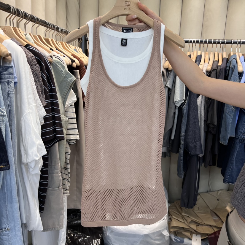 OUS/INCH-L東大門實拍女裝新款休閑吊帶背心不含內搭漁網OUS/INCH吊帶/背心