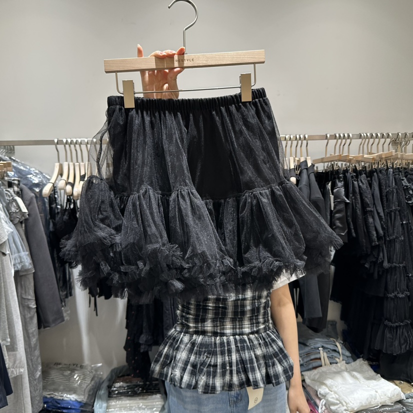 RE STYLE-Q東大門代購女裝新款職業時尚人氣25春夏短裙漁網RE STYLE短裙圖色3
