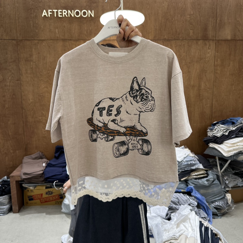 AFTERNOON-P東大門直郵女裝新款職業真品25春夏休閑人氣T恤AFTERNOONT恤圖色3
