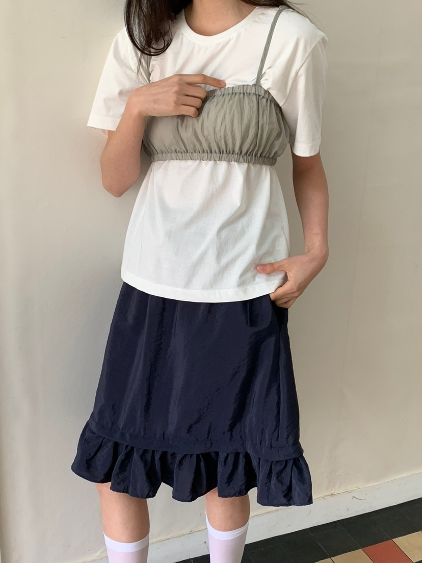 LOVE MY SANTA東大門代購女裝新品人氣吊帶背心不含內搭褶皺緊身Santa/LOVE MY SANTA吊帶/背心