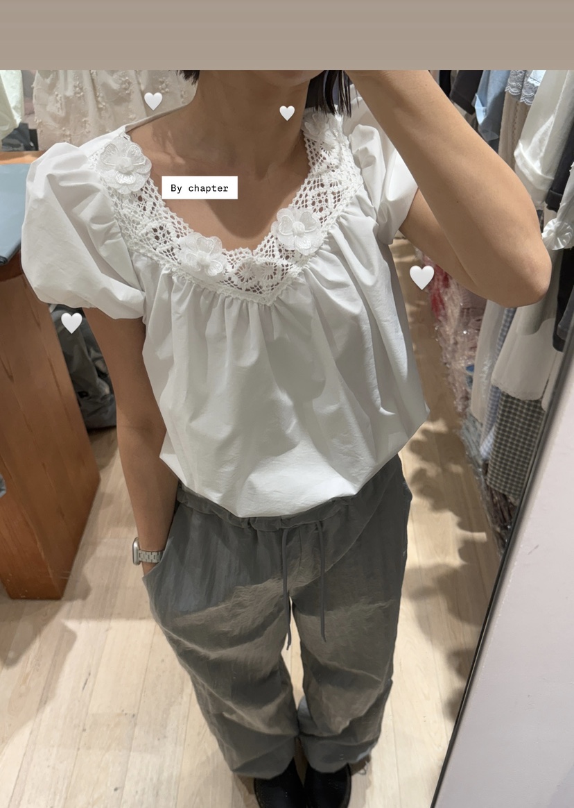 BY CHAPTER東大門代購女士新品職業25春夏時尚休閑襯衫蕾絲衫Chapter襯衫/蕾絲衫