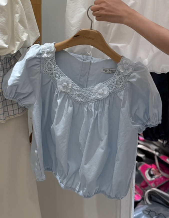 BY CHAPTER東大門代購女士新品職業25春夏時尚休閑襯衫蕾絲衫Chapter襯衫/蕾絲衫圖色3