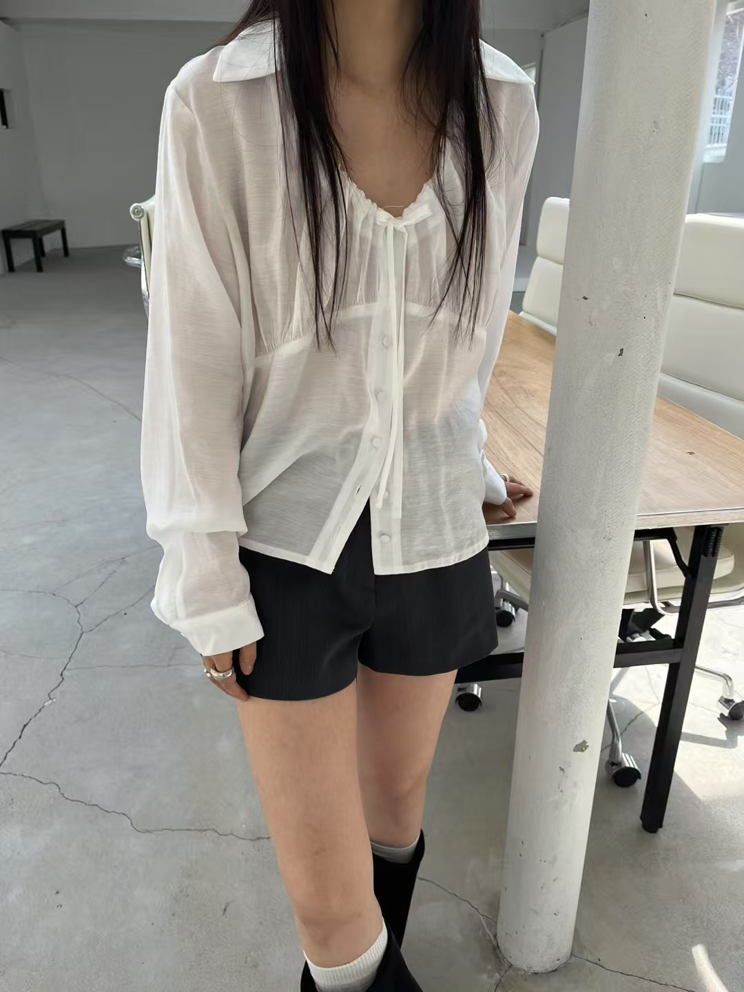 PAZ韓國直郵女裝新款推薦休閑熱賣真品25春夏時尚襯衫蕾絲衫PAZ襯衫/蕾絲衫