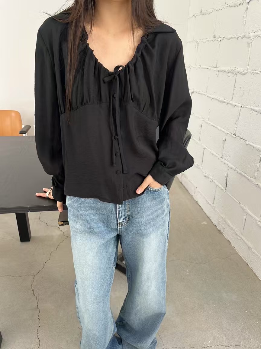 PAZ韓國直郵女裝新款推薦休閑熱賣真品25春夏時尚襯衫蕾絲衫PAZ襯衫/蕾絲衫
