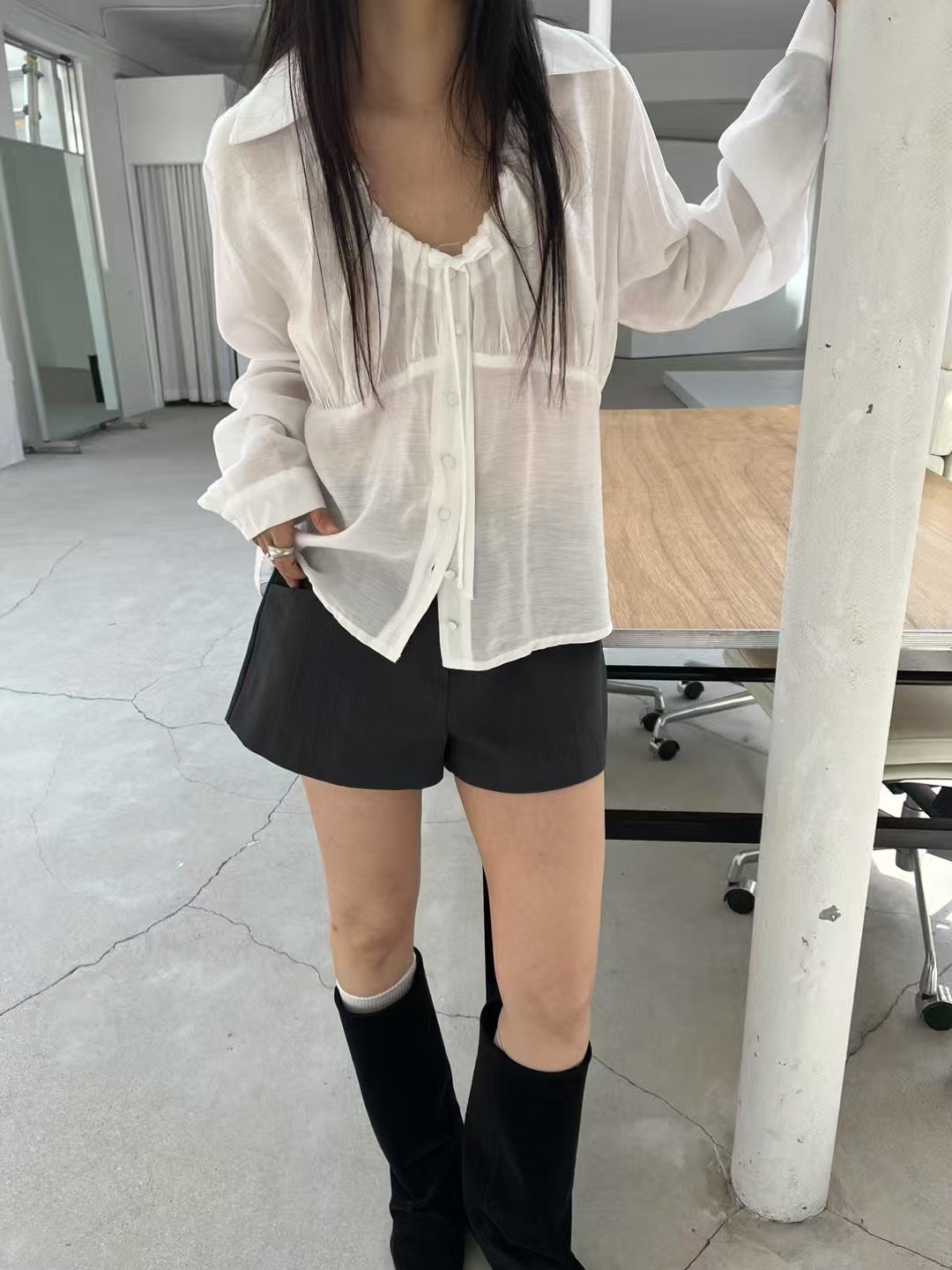PAZ韓國直郵女裝新款推薦休閑熱賣真品25春夏時尚襯衫蕾絲衫PAZ襯衫/蕾絲衫