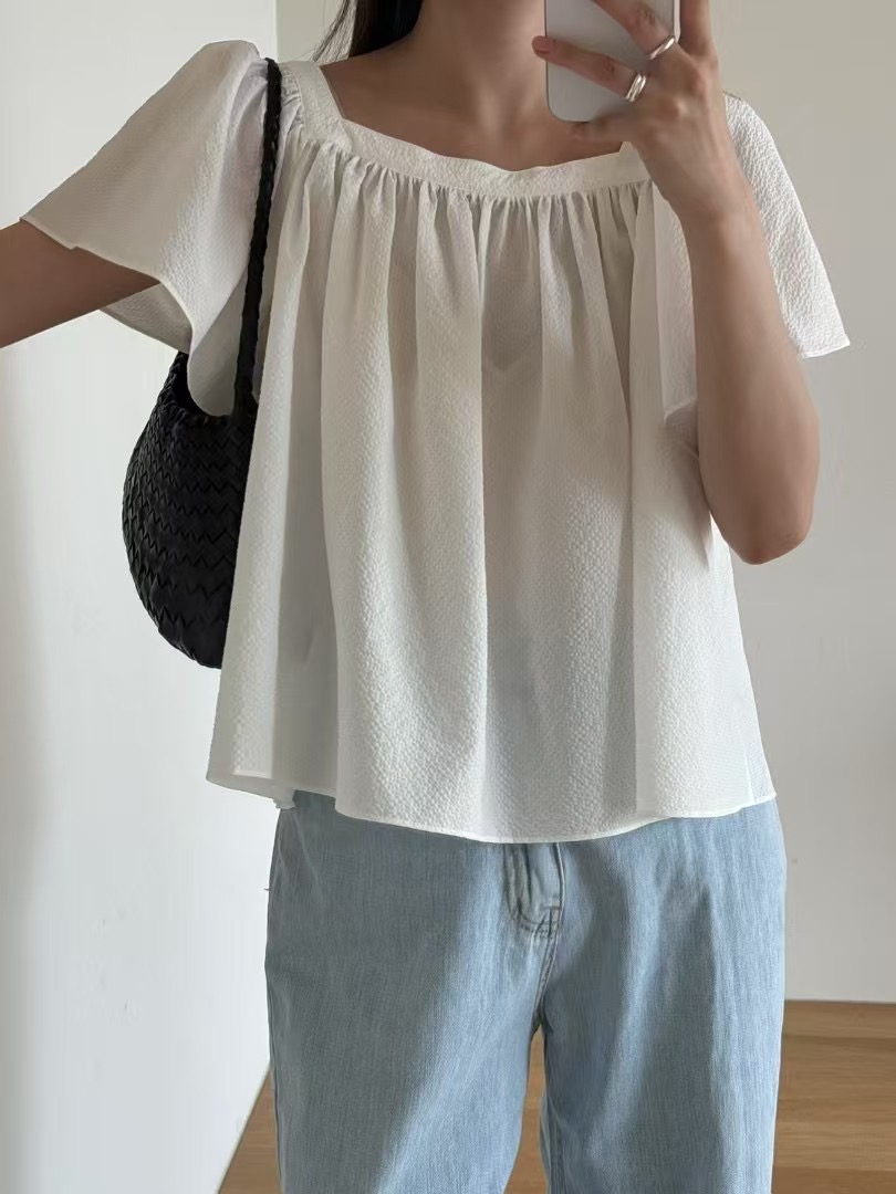 AMYGRACE韓國直郵女士新品熱賣時尚推薦25春夏真品襯衫蕾絲衫AMYGRACE襯衫/蕾絲衫圖色2