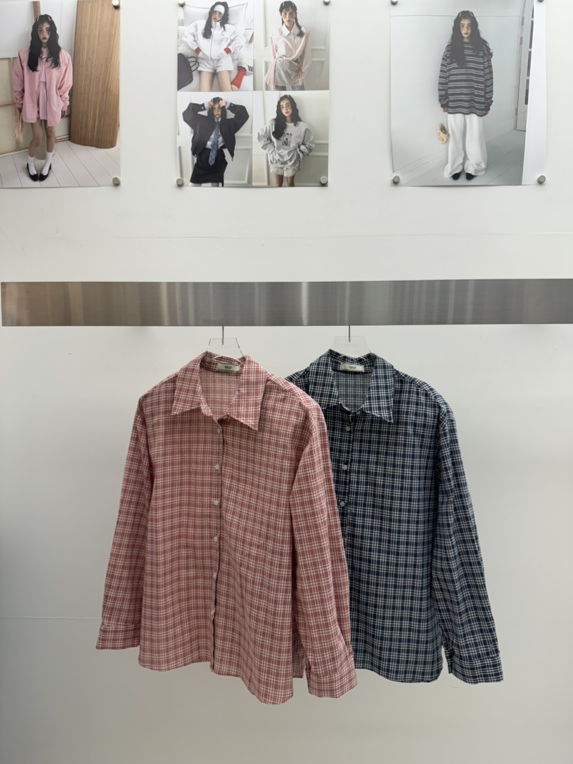 AMOOD韓國直郵女裝新品真品25春夏時尚推薦熱賣襯衫蕾絲衫格紋AMOOD襯衫/蕾絲衫