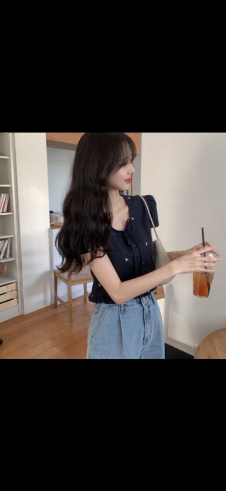 STAY HERE韓國直郵女裝新款休閑25春夏熱賣襯衫蕾絲衫刺繡STAY HERE襯衫/蕾絲衫