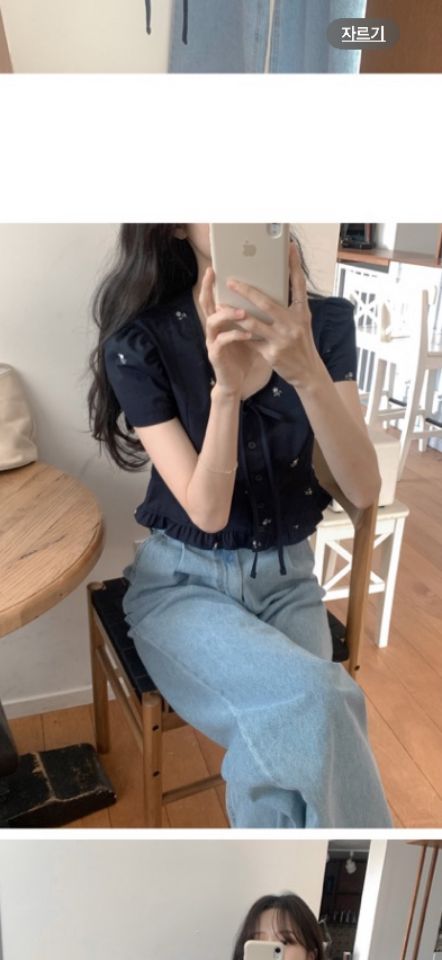 STAY HERE韓國直郵女裝新款休閑25春夏熱賣襯衫蕾絲衫刺繡STAY HERE襯衫/蕾絲衫