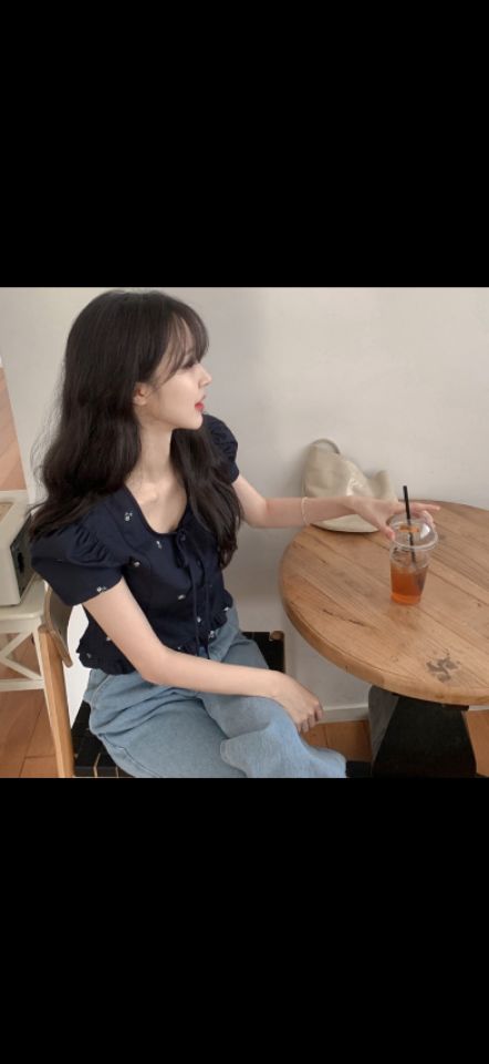 STAY HERE韓國直郵女裝新款休閑25春夏熱賣襯衫蕾絲衫刺繡STAY HERE襯衫/蕾絲衫