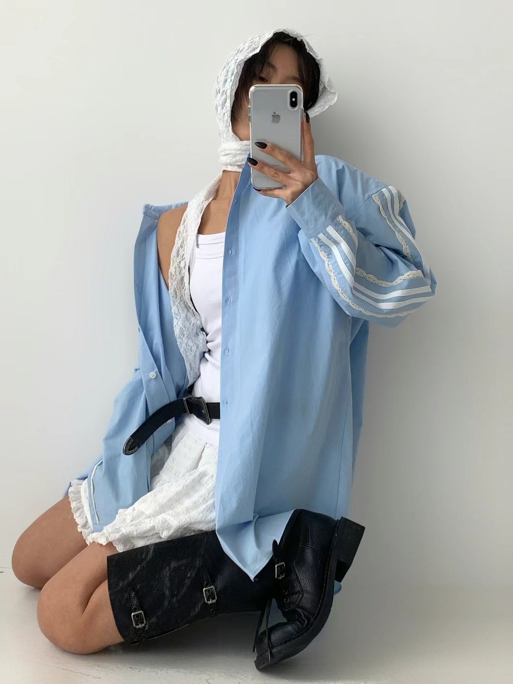 CELEB-셀럽-T韓國代購女士新品熱賣25春夏時尚襯衫蕾絲衫CELEB-T襯衫/蕾絲衫